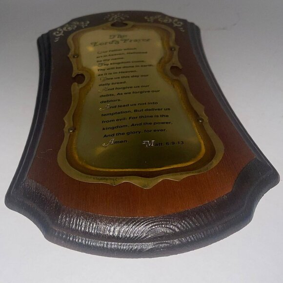 Vintage Home Interiors The Lord's Prayer Hanging Plaque Wood and Metal 13.5x8 - Picture 1 of 5
